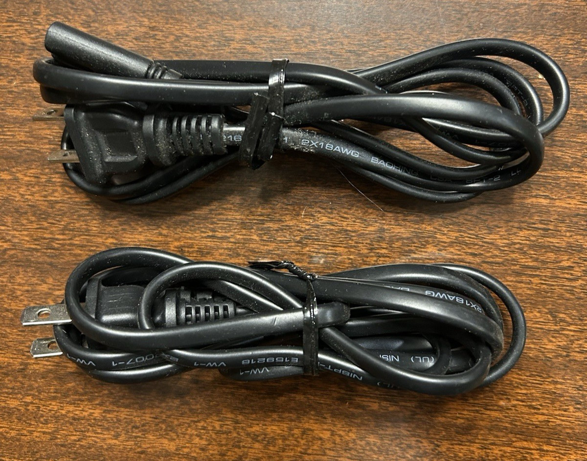 Baohing LL112007-1 VW-1, 2-18AWG, 5ft Power Cable, E159216 (lot of 2) NEW