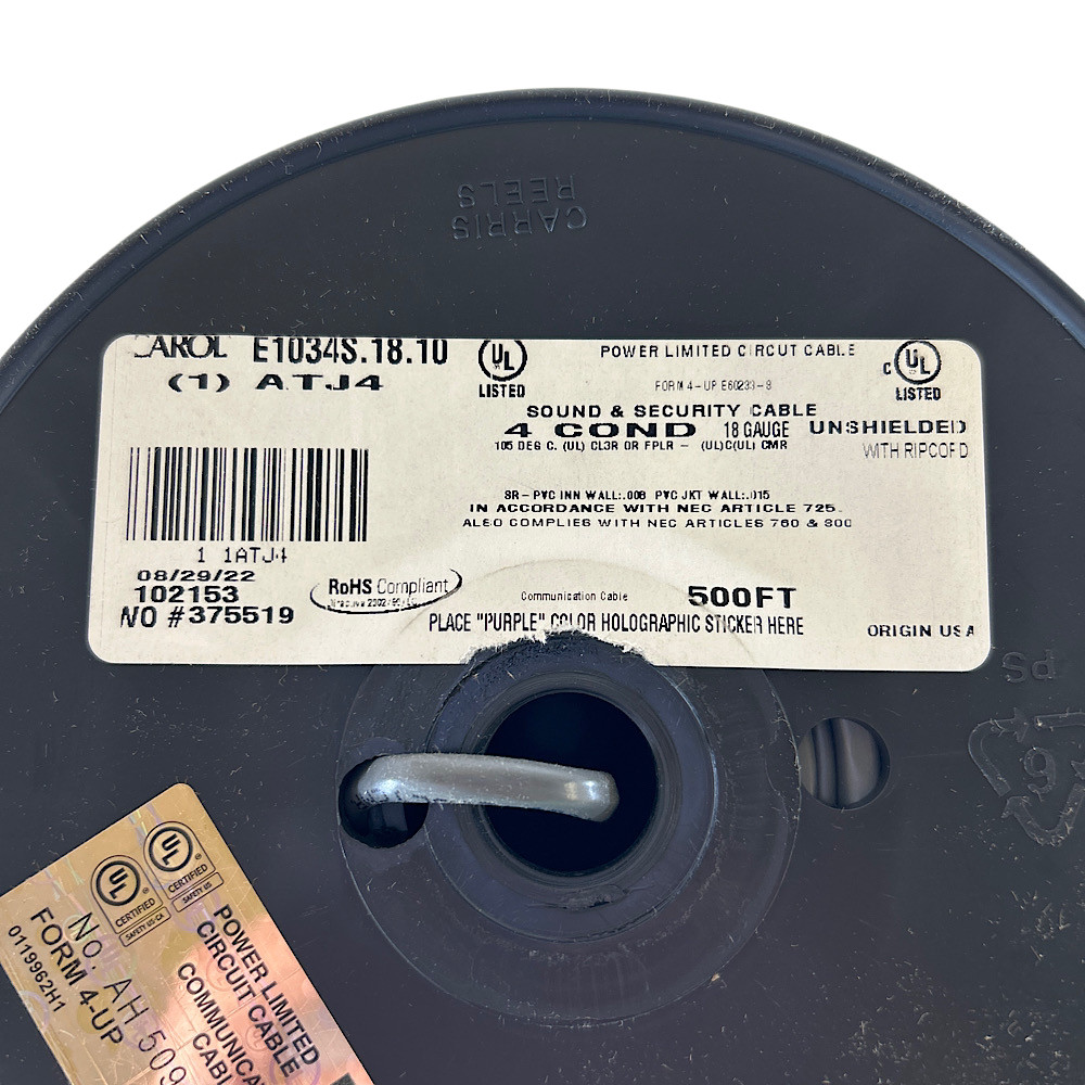 Carol E1034S.18.10 500′ 7 Strands 18 AWG Power Limited and Communication Cable