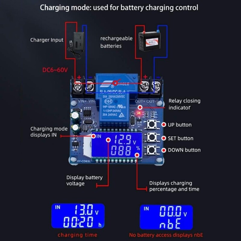 DC6-60V 30A- Storage Battery Charging Control Module Protections Board LCD-