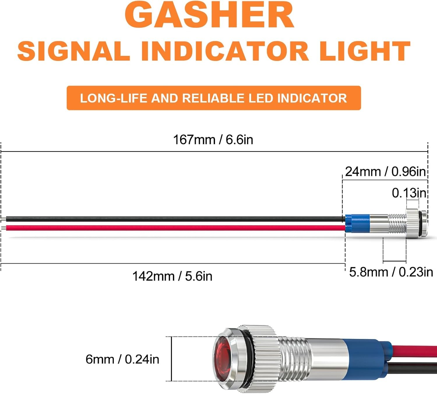 Energy Saving Indicator Light LED 12V 24V 110V 20mA Panel Mount 6mm Hole 5 PCS