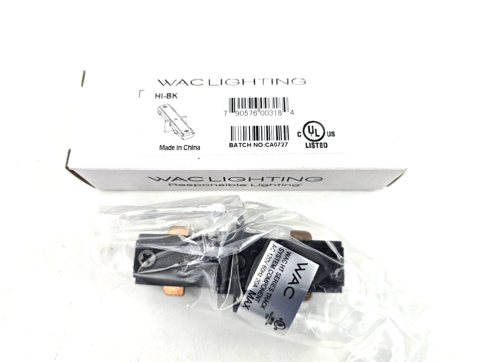 NEW WAC Lighting Straight I-Connector for H-Track Systems Black HI-BK