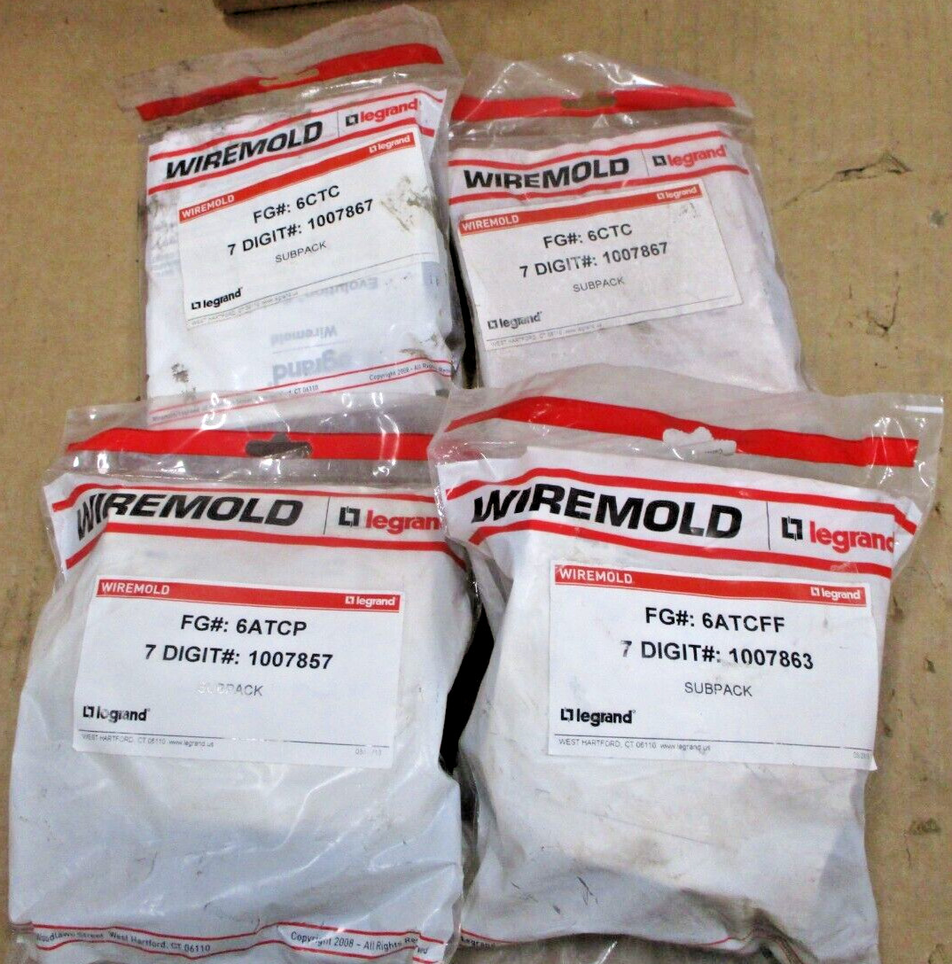 Legrand Wire Mold Subpacks 6ATCFF 6ATCP 6CTC Sold as Lot of 4 Bags A8030ISU
