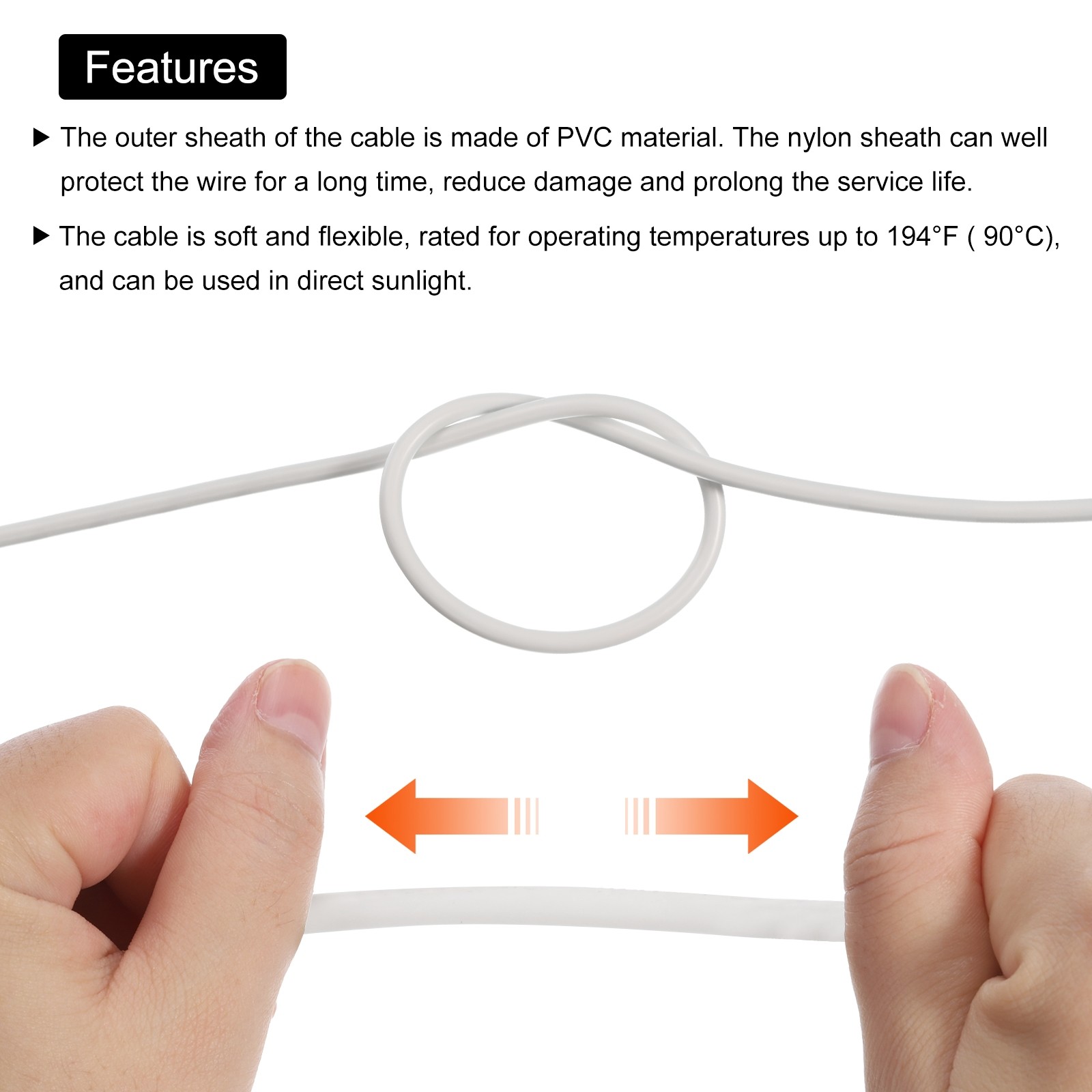 24.6 Feet 12 AWG Gauge THHN Stranded White Copper Building Wire 600V