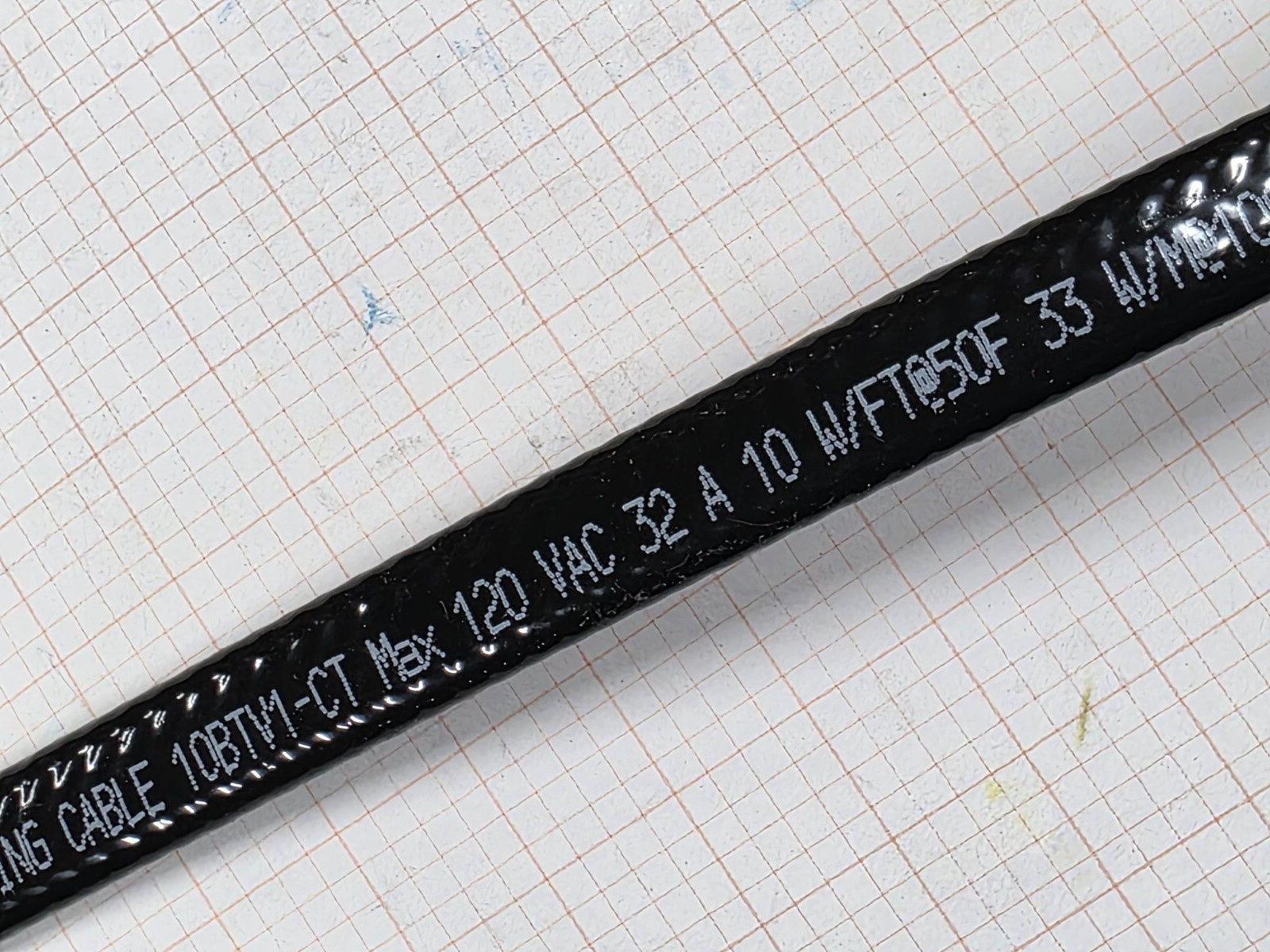 nVent Raychem 10BTV1-CT BTV Self-Regulating Heating Cable 10 Watts/Ft 120V /1ft