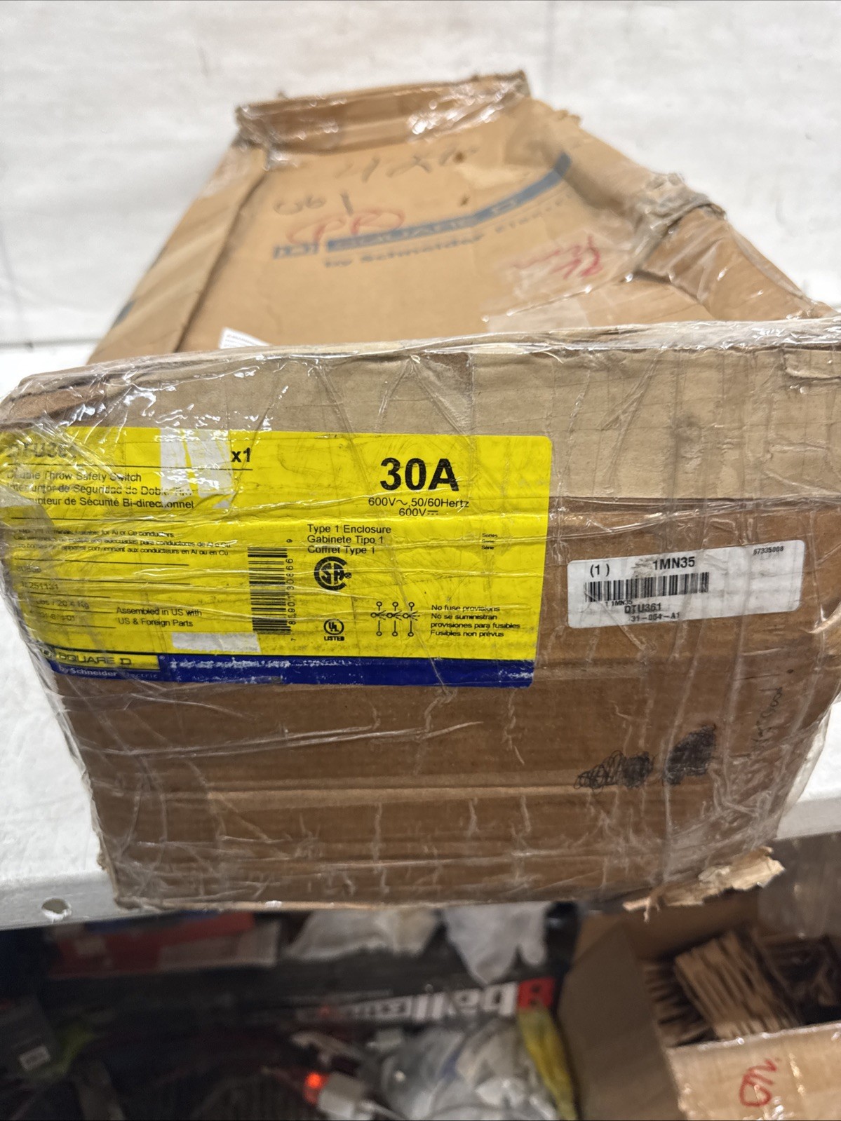 *NEW* Square D DTU361 30A 600V Heavy Duty Non-Fusible Double Throw Switch