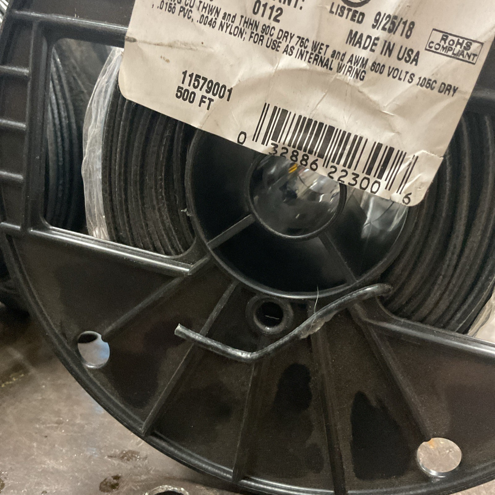 750’plus SOUTHWIRE 11579001 Building Wire,14AWG,THHN,Sld,Blk.
