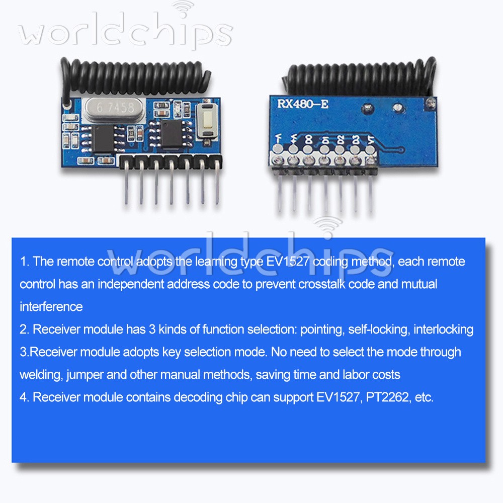 10pcs 315Mhz/433Mhz Wireless 4CH RF Receiver 1527 Learning Code Decoder Module
