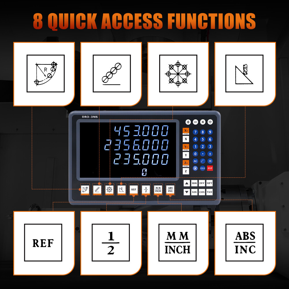 TOAUTO 2/3Axis 8” LED Digital Readout +TTL Glass Linear Scales Dro Kit for Mill