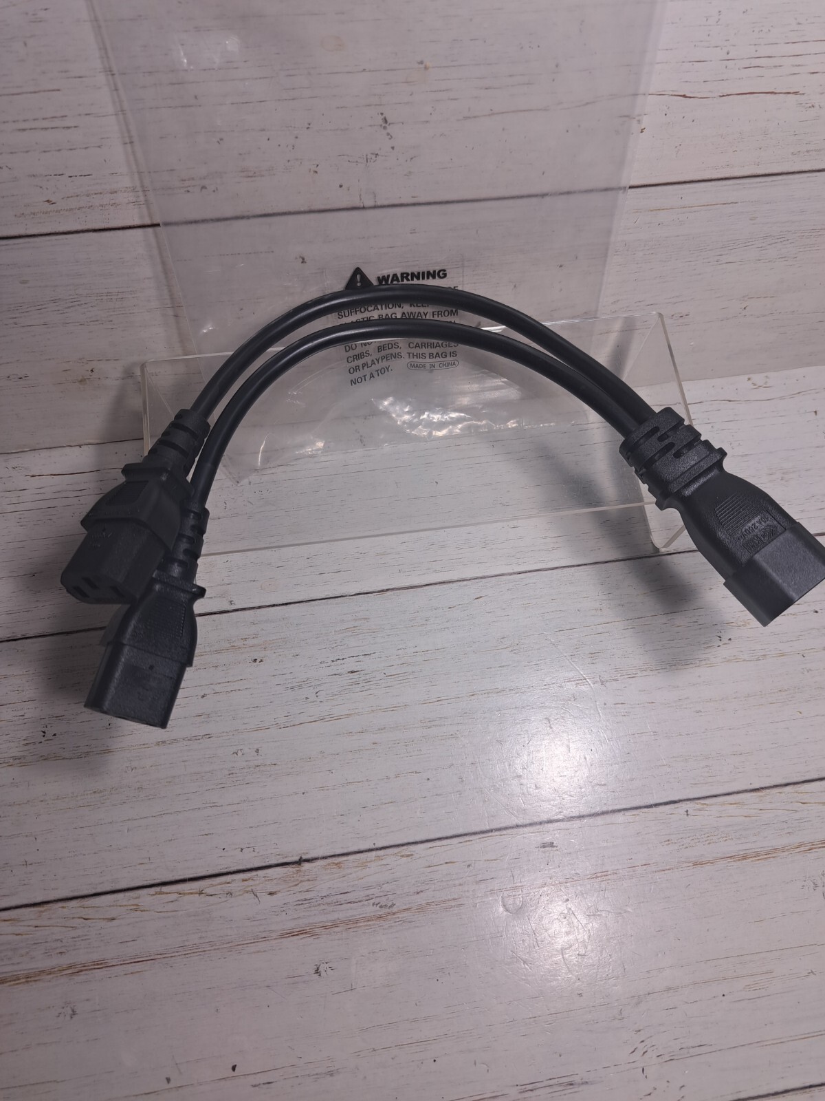NEMA Splitter Cord C14 to 2X C13 Y Splitter Cord 1 Foot, 10A/250V, 18/3 AWG