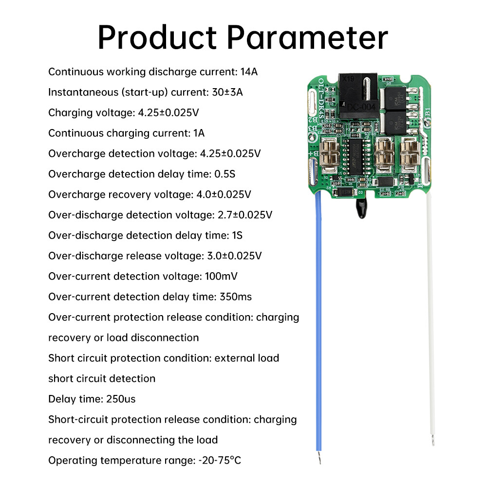 4S 16.8V 30A 18650 Li-ion Battery Protection Board BMS Dual MOS for Power Tools