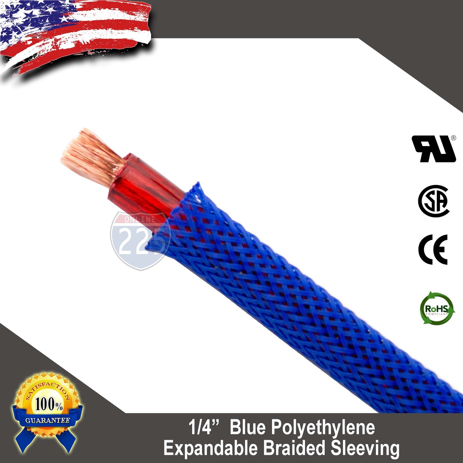 100 FT 1/4″ Blue Expandable Wire Cable Sleeving Sheathing Braided Loom Tubing