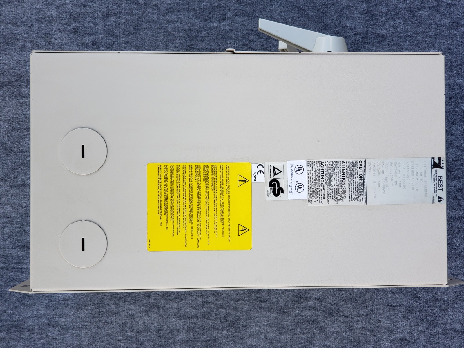 BPE-04-MBB-1A Best Power UPS External Power Transfer Switch 100 Amp 300V