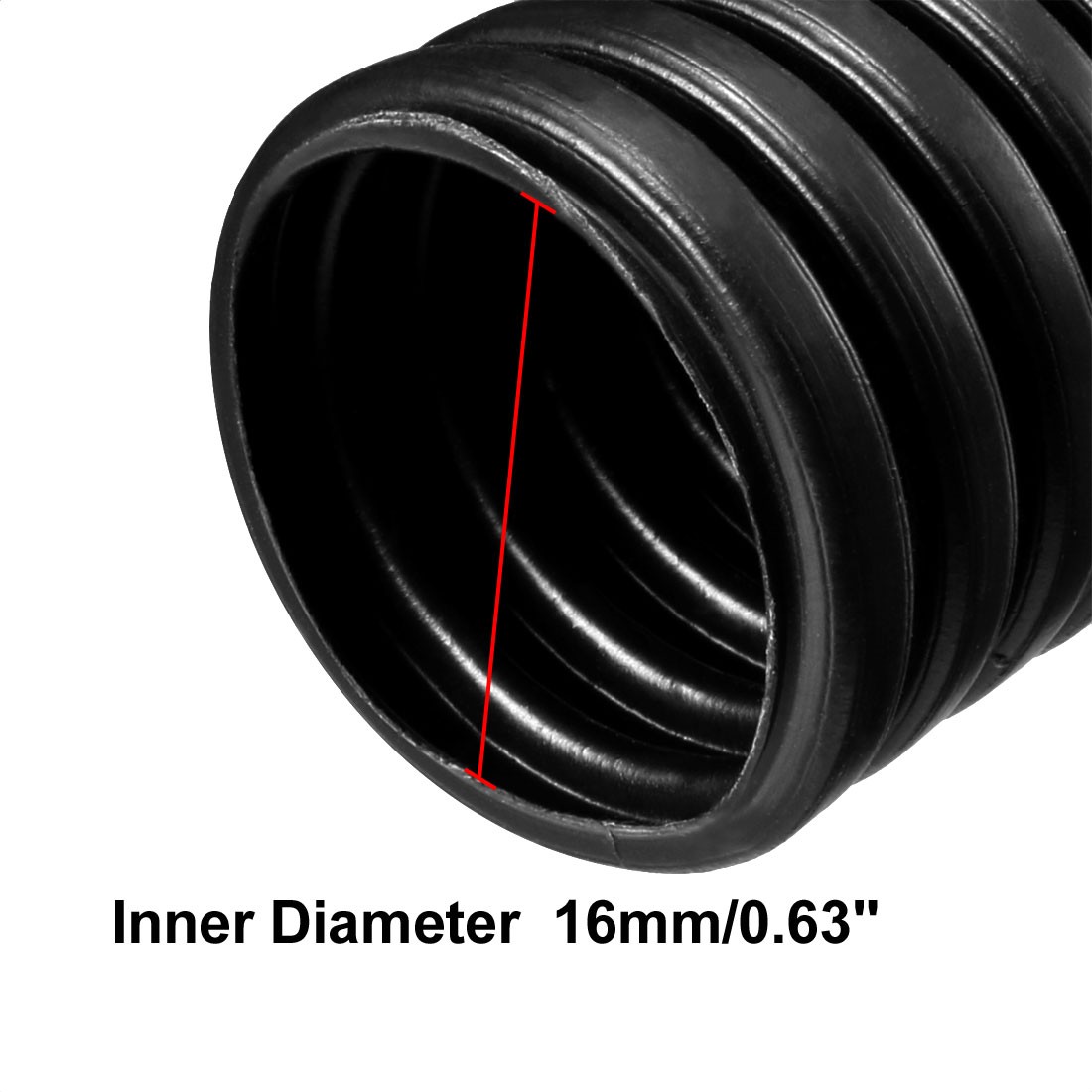 12 M 16 x 20 mm PP Flexible Corrugated Conduit Tube for Office Black