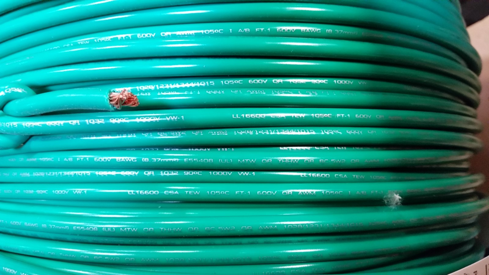 MTW 8 GAUGE AWG GREEN 19 STRANDS COPPER GROUND PRIMARY WIRE 25 FT USA VW-1