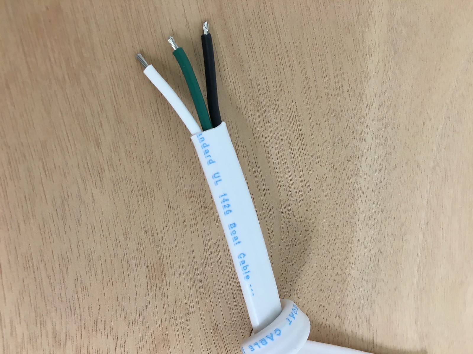 16/3 AWG Gauge Marine Grade Wire AC, Boat Cable, Tinned Copper, Flat Triplex