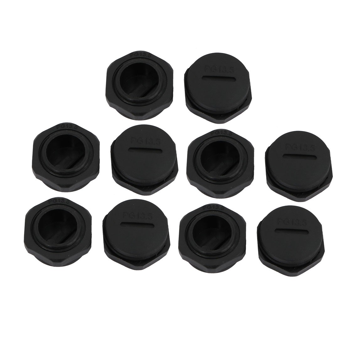 10pcs PG13.5 Nylon Male Threaded Cable Gland Cap Round Screw-in Cover Black