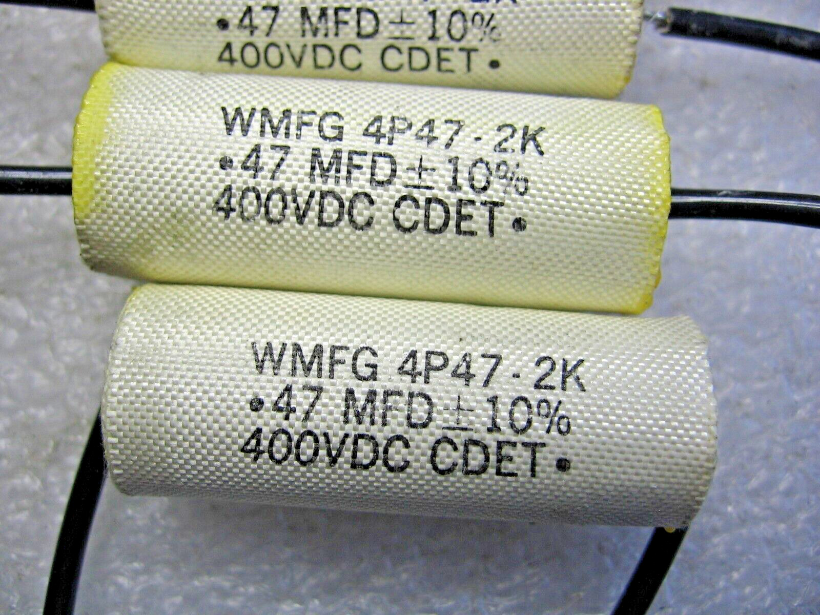6 Piece Cornell Dubilier CDE Axial Polyester Film Capacitor .47 uF 400 vdc 10%