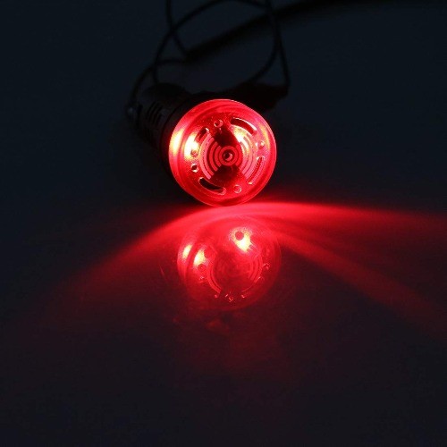 Red Indicator Light Buzzer AC DC 12V 22mm Panel Mount Flashing Alar Color: Red