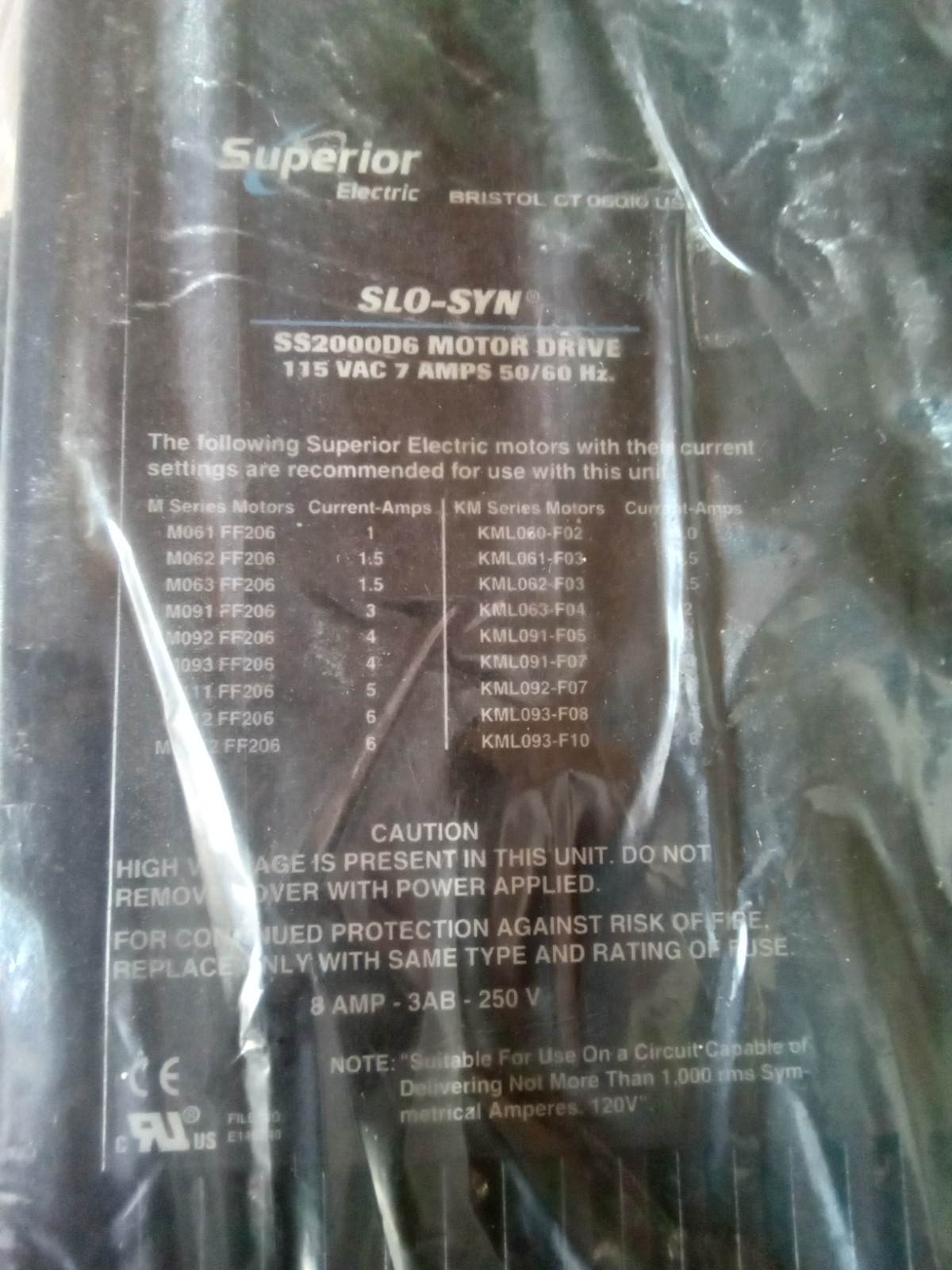 Superior SLO-SYN SS2000D6 Motor Drive – 115 VAC – 7 Amp 50/60Hz
