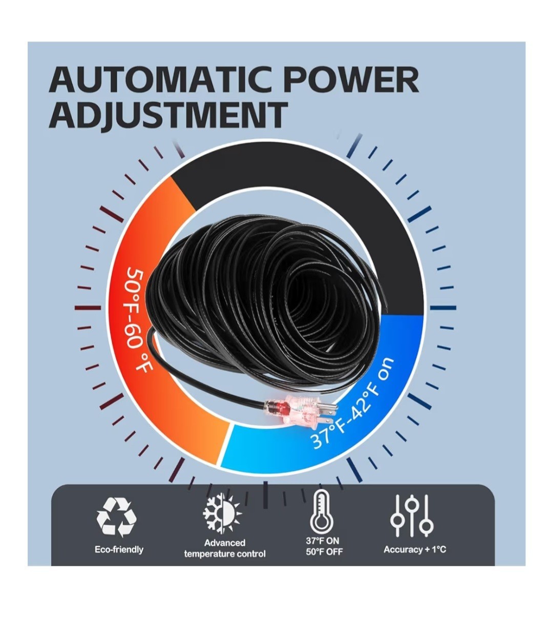 50FT Self Regulating Pipe Heating Cable Heat Tape Freeze Protection 120V – OB