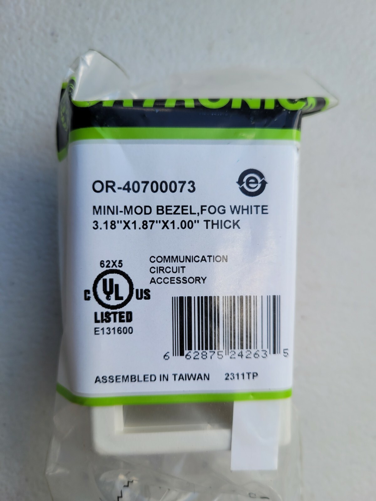 Brand New Ortronics OR-40700073 Bezel 3.18” x 1.87” x 1” Fog White