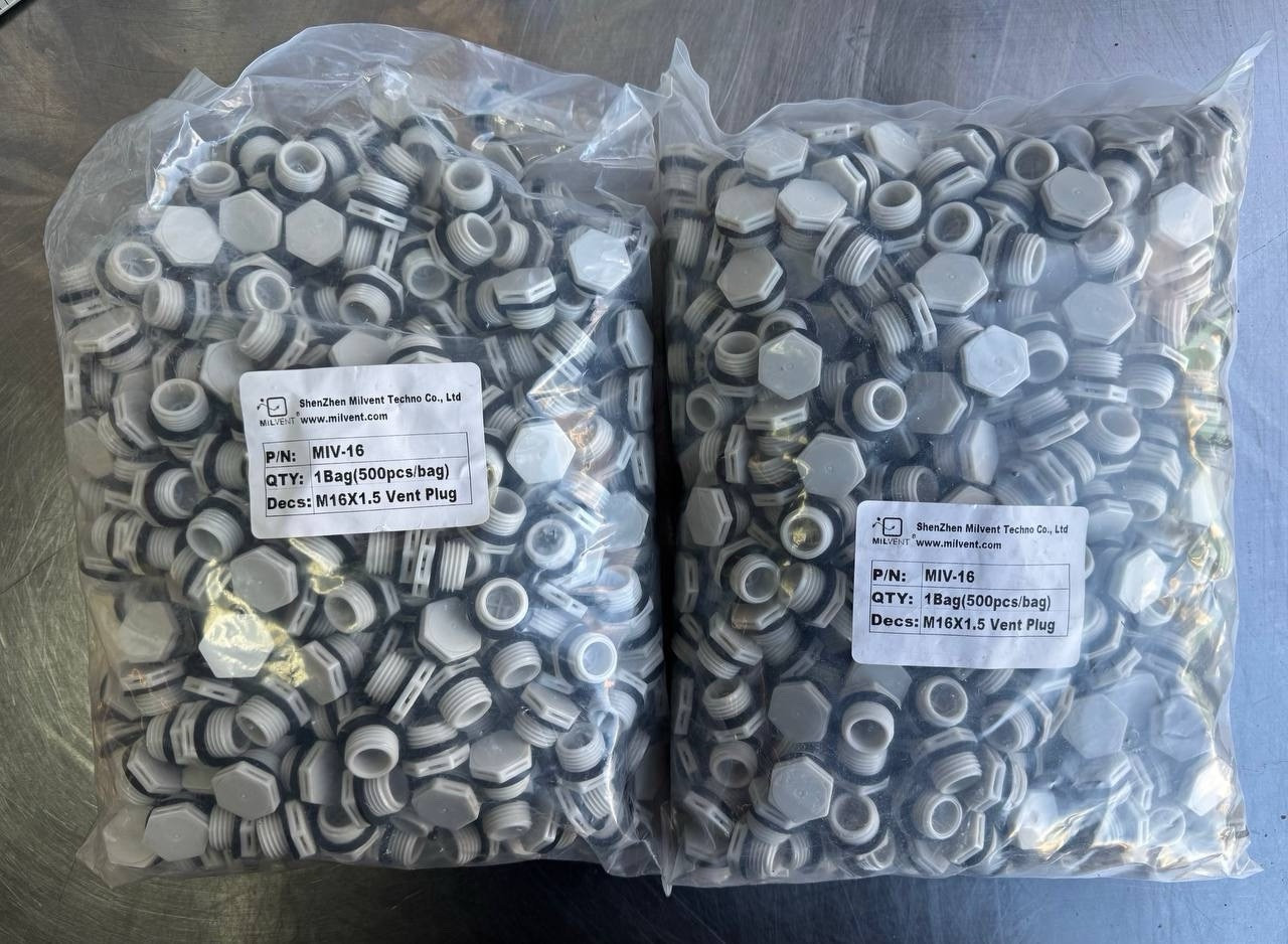 Lot of 2 Bags Milvent M16x1.5 Vent Plugs MIV-16 500 pcs/Bag (1000 Total) New