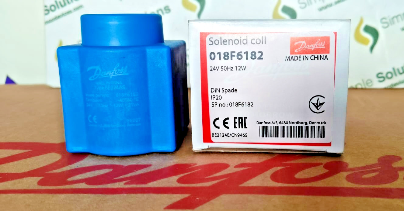 1PC- Danfoss 018F6182 Solenoid coil, BE024AS, DIN Spade, Supply voltage- New