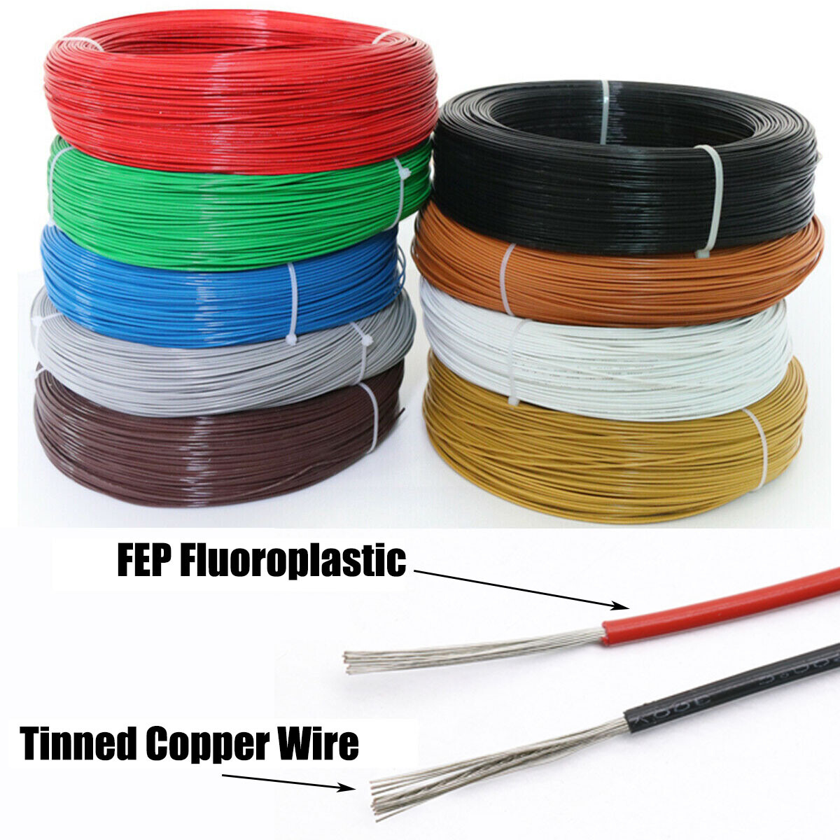PTFE Cable Wire 12 14 16 18 20 22 24 26 28 AWG Flexible Tinned Copper UL1332