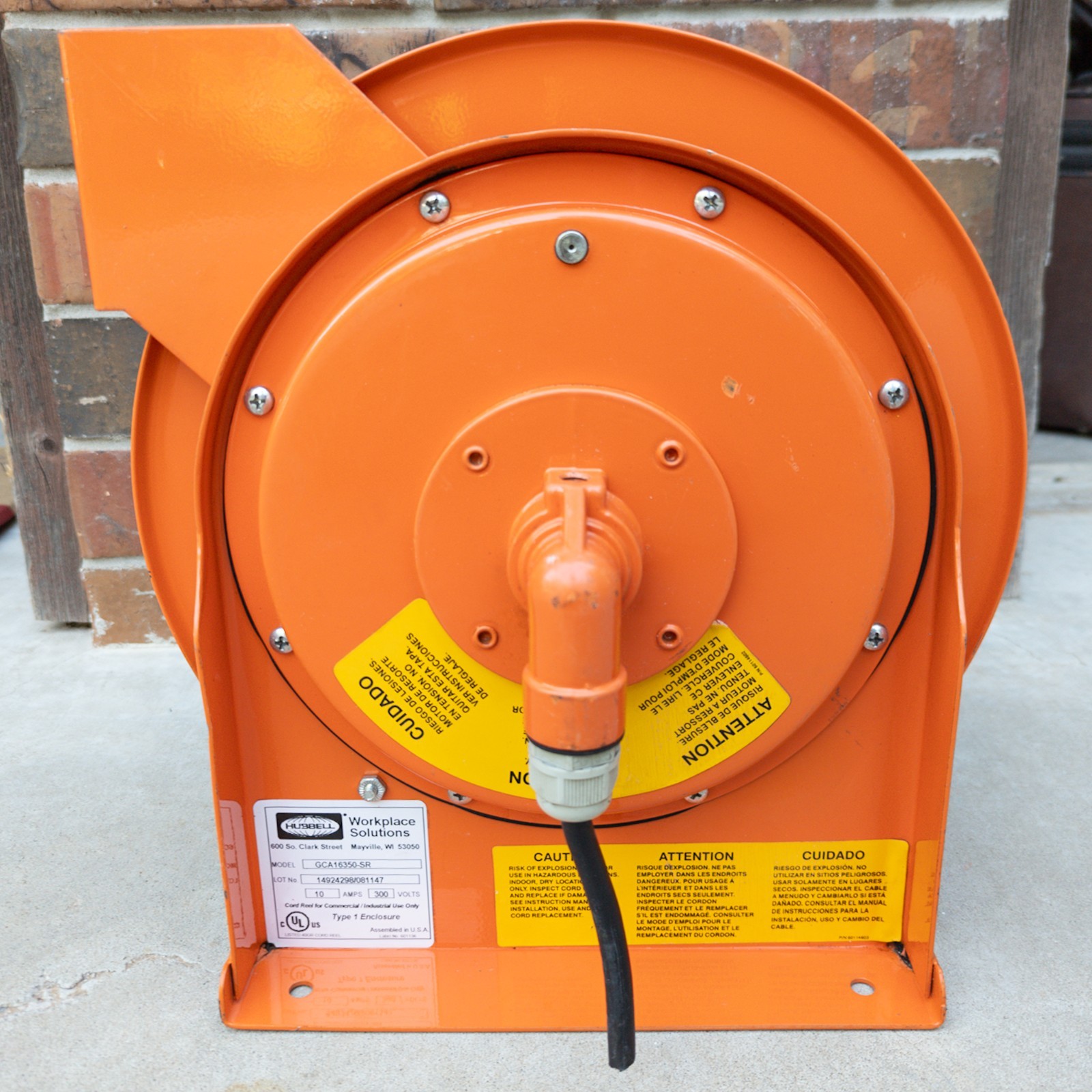 Hubbell Industrial Series Reel GCA16350-SR 50′ Single Receptacle 10A 16AWG USA