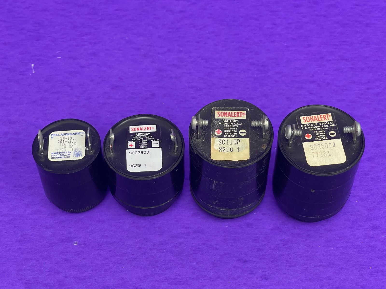 (3) Mallory Sonalert Piezo-Alarms &Bell Audiolarm XB-19-201-A(F) Audible Alarm