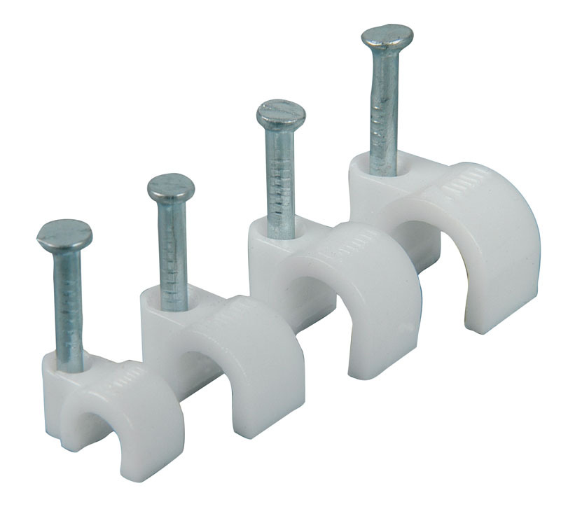 Round White & Black Cable Clips 5mm-12mm with Fixing Nails – Packs of 10-100-400