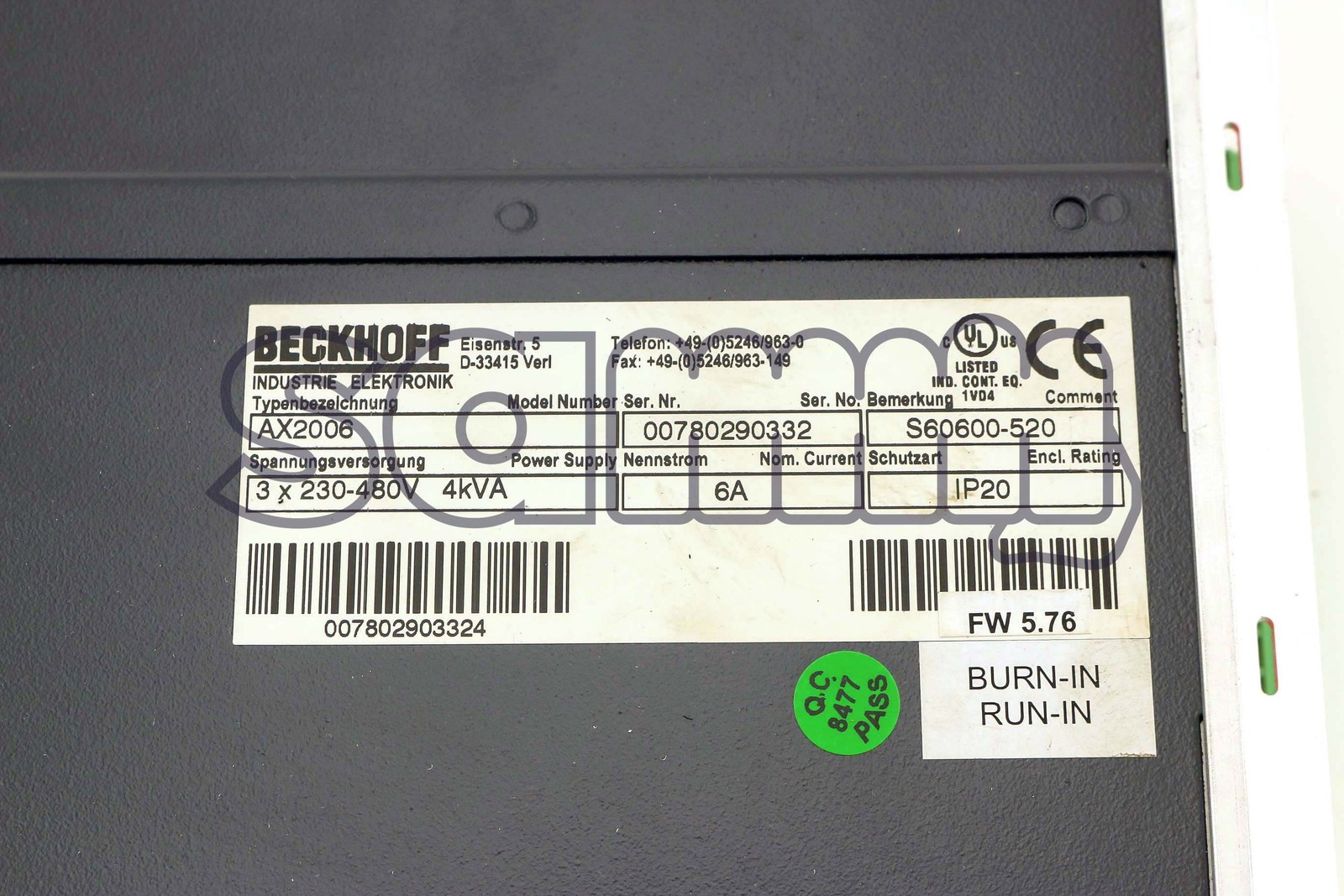 BECKHOFF AX2006 SERVO DRIVE Used