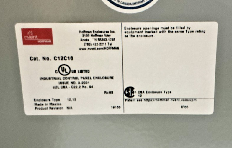 New nVent Hoffman C12C16 Consolet Enclosure Sloped Cover 12x16x9.09 Grey 59560