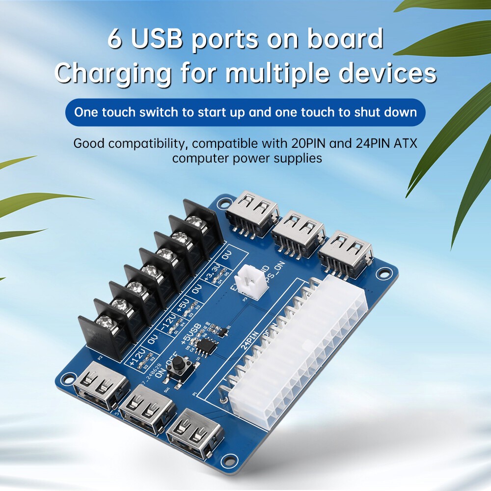 ATX Power Supply Breakout Board USB Charging Desktop Chassis Power Adapter Board