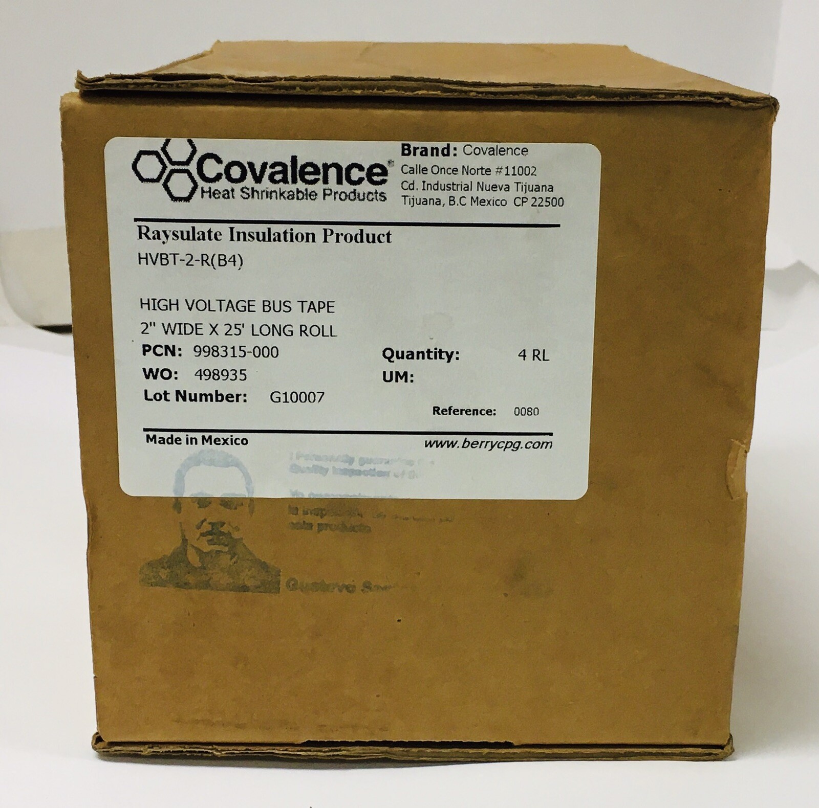 COVALENCE HVBT-2-R(B4) HIGH VOLTAGE BUS TAPE 2″W x 25’L ROLL 4CT. BOX !NEW!
