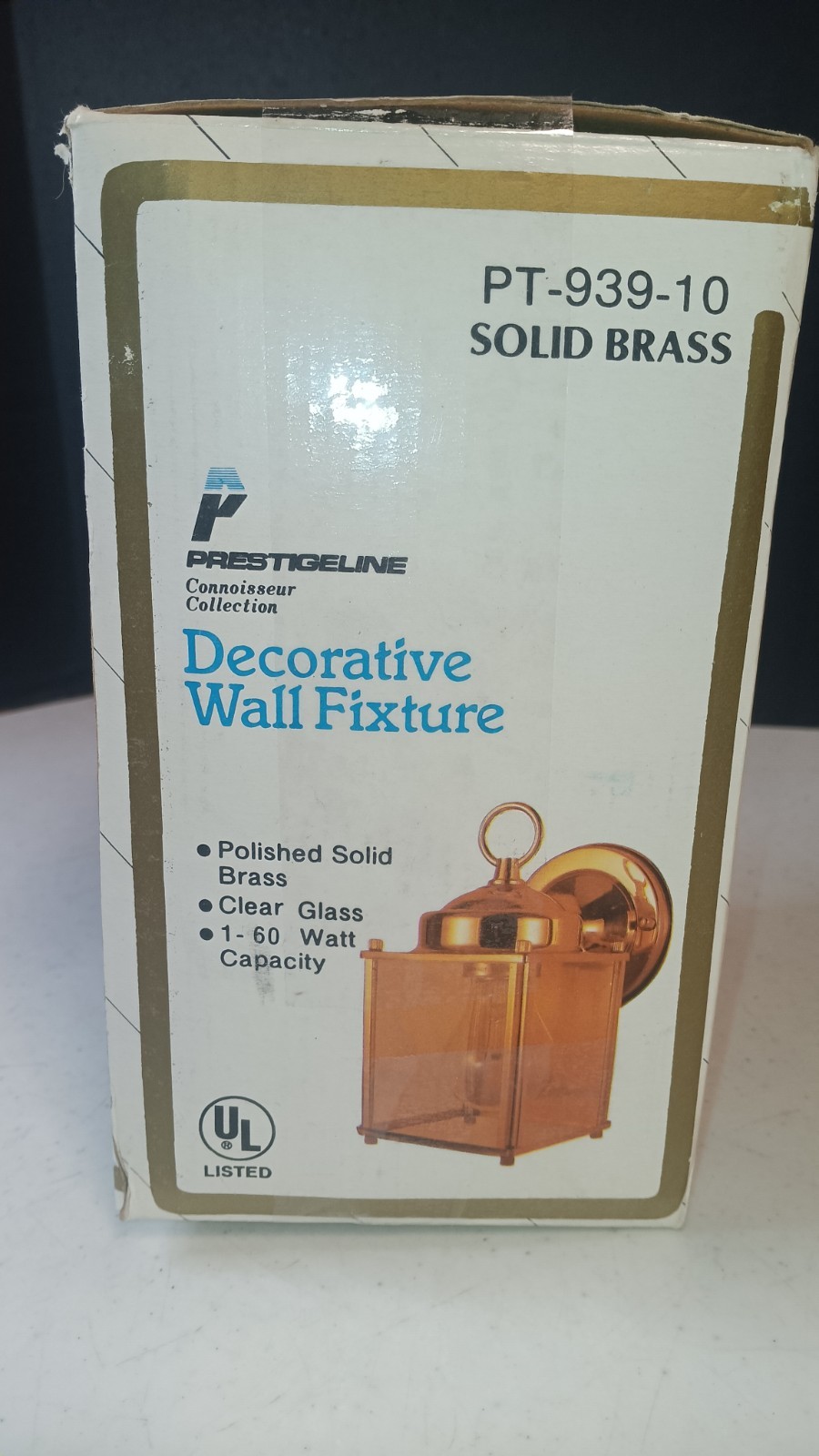 PRESTIGELINE Polished Solid Brass Square Wall Lantern FREE SHIPPING