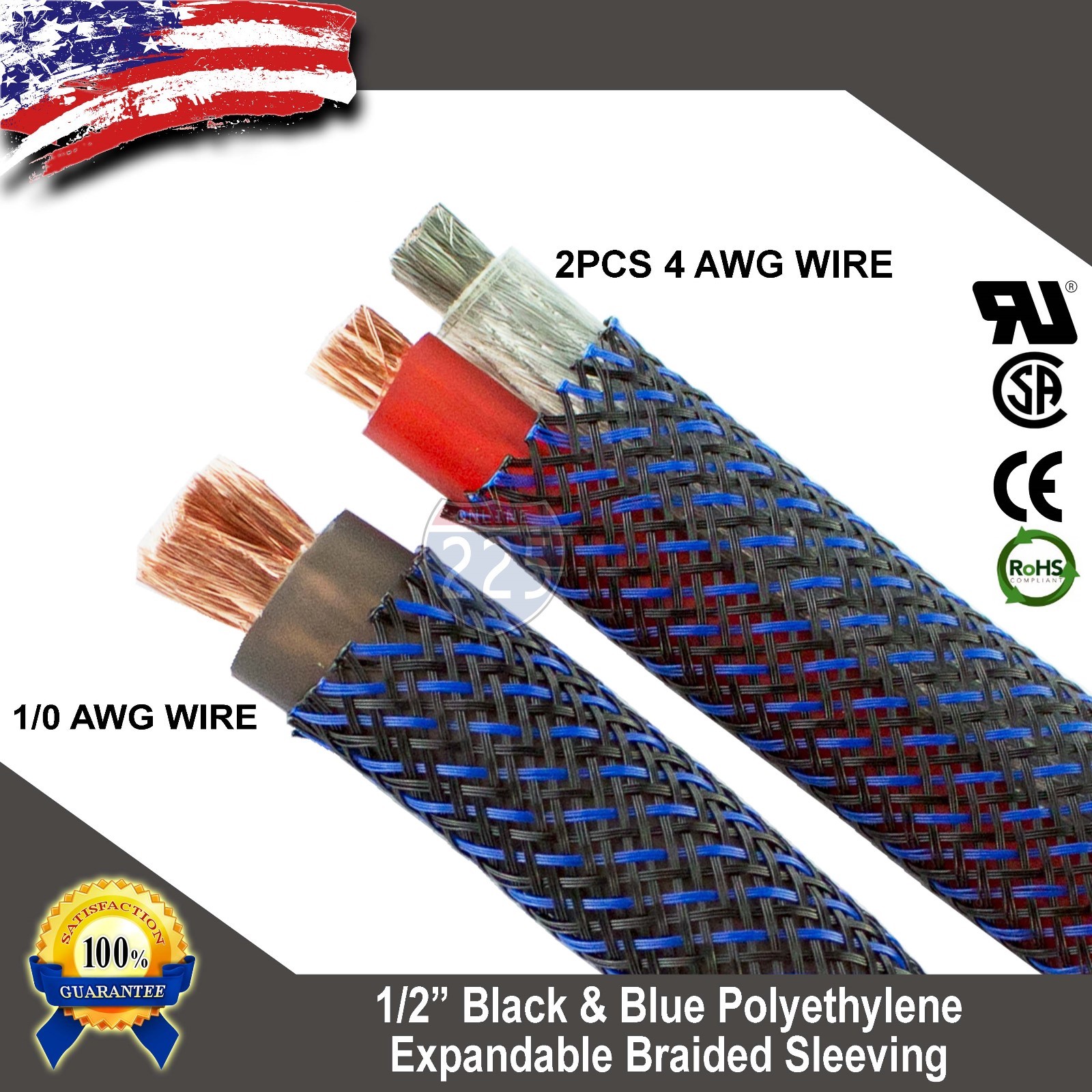 5 FT 1/2″ Black Blue Expandable Wire Sleeving Sheathing Braided Loom Tubing US