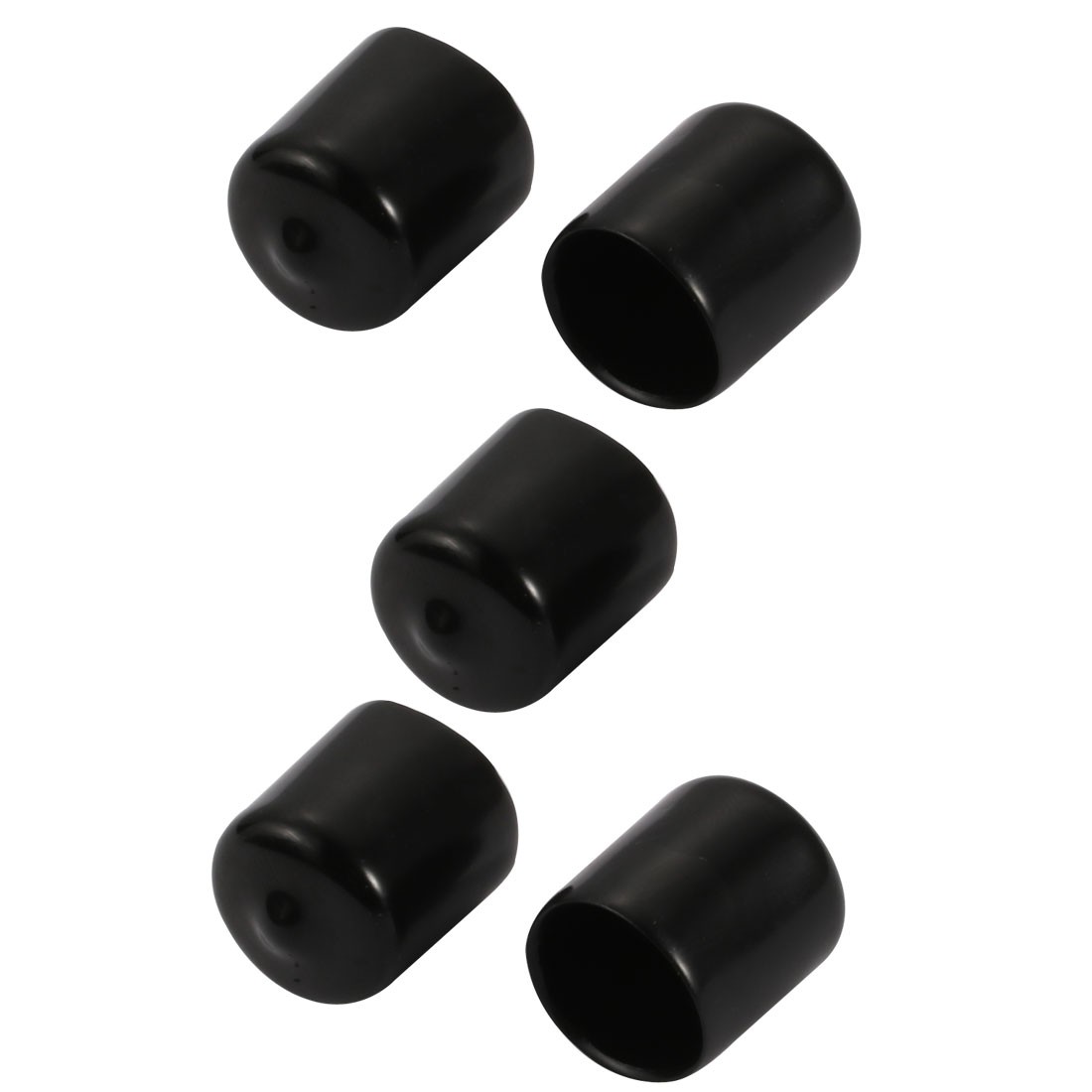 5Pcs 16mm Inner Diameter PVC Flexible Vinyl End Cap Screw Thread Protector Black