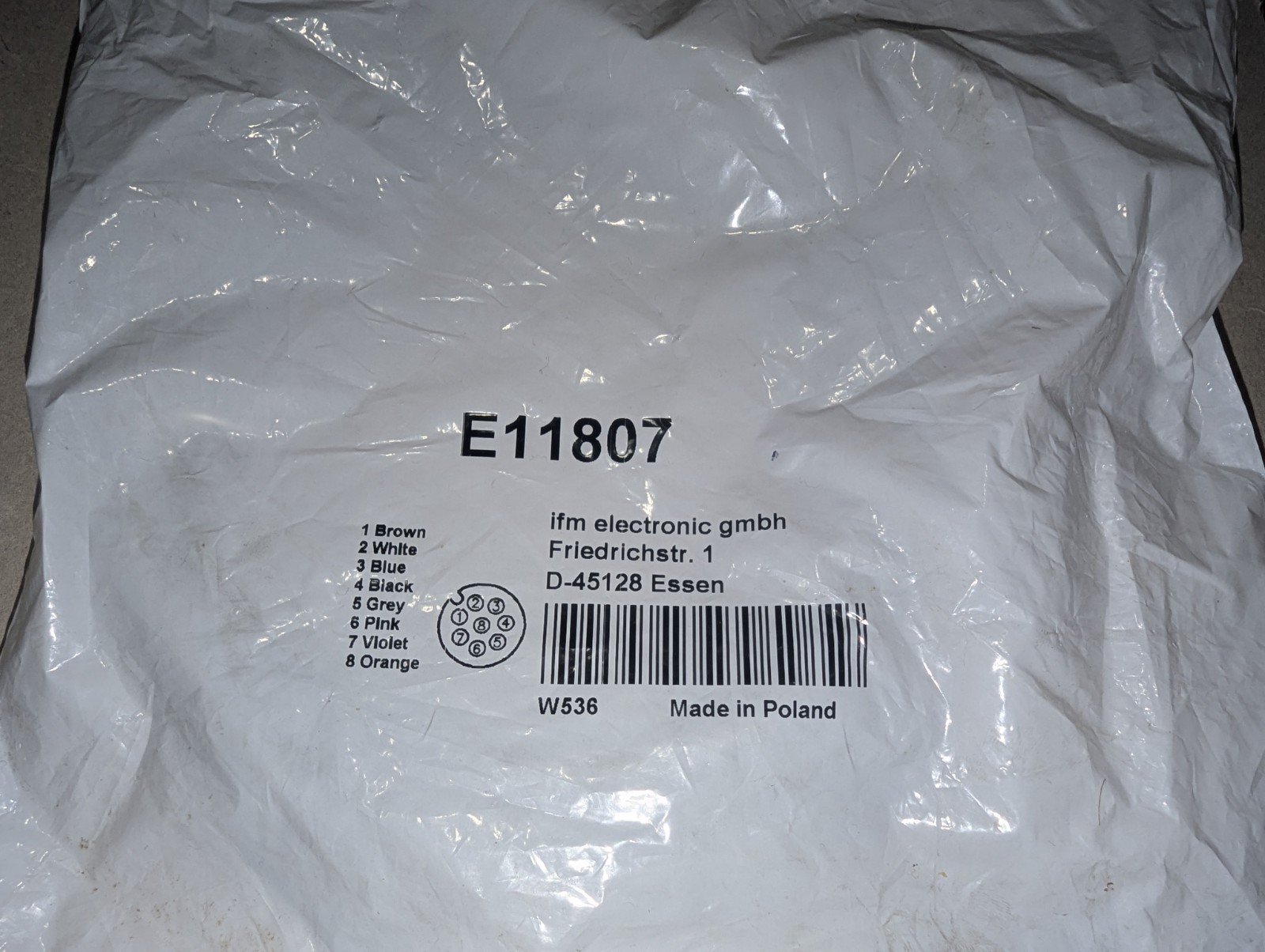NEW GENUINE IFM ELECTRONIC GMBH E11807 CORDSET