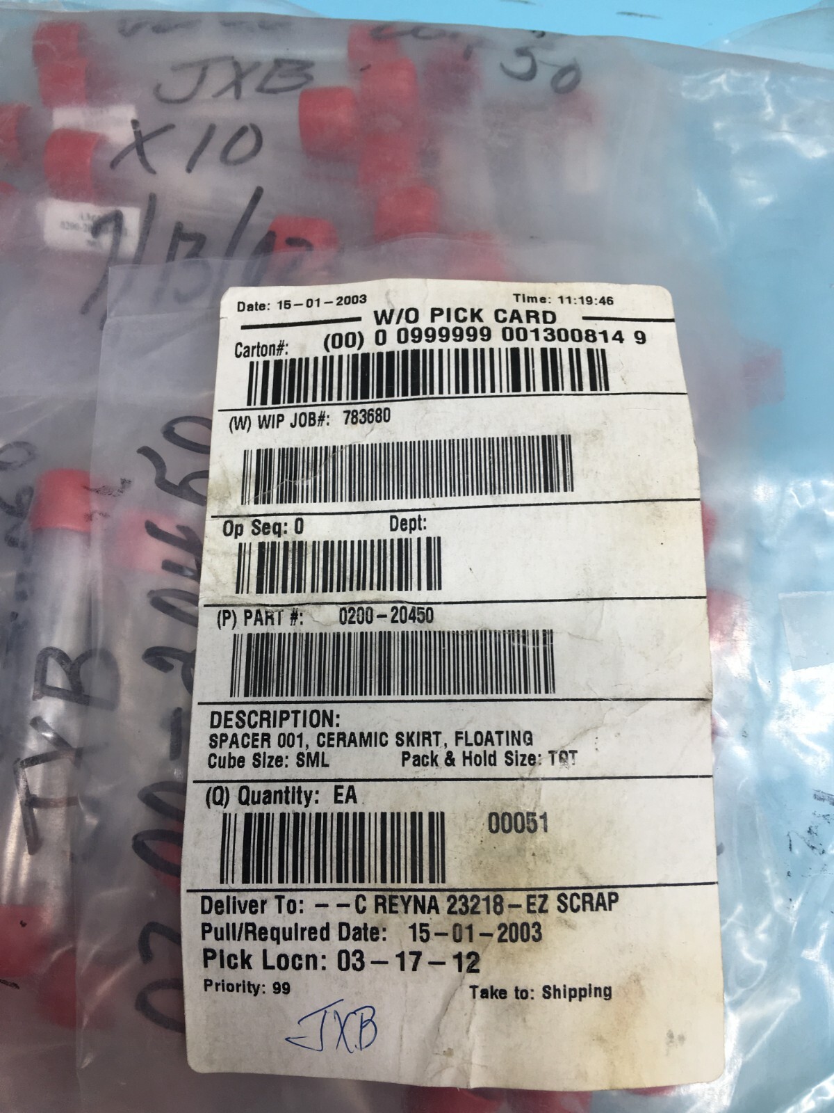 APPLIED MATERIALS AMAT 0020-20450 SPACER 001, CERAMIC SKIRT, FLOATING, 137109
