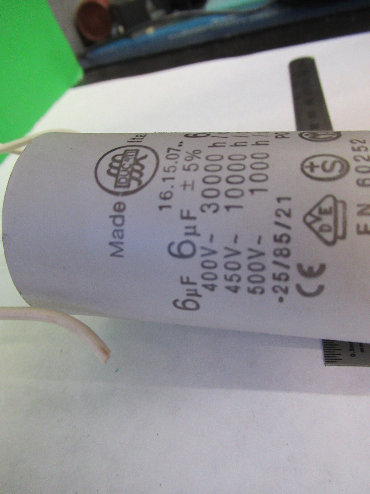 HIGH END CAPACITOR ITALY 6mf 400V 500V ELECTRIC COMPONENT AS PICTURED S1-B-50