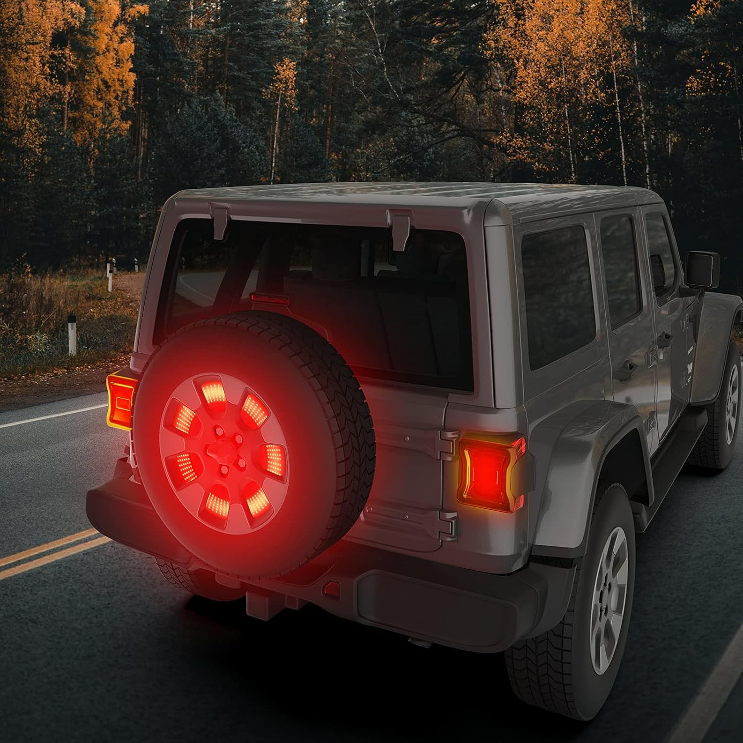 Spare Tire Brake Light for 2018-2025 Jeep Wrangler JL JLU 405 LEDs Super Bright