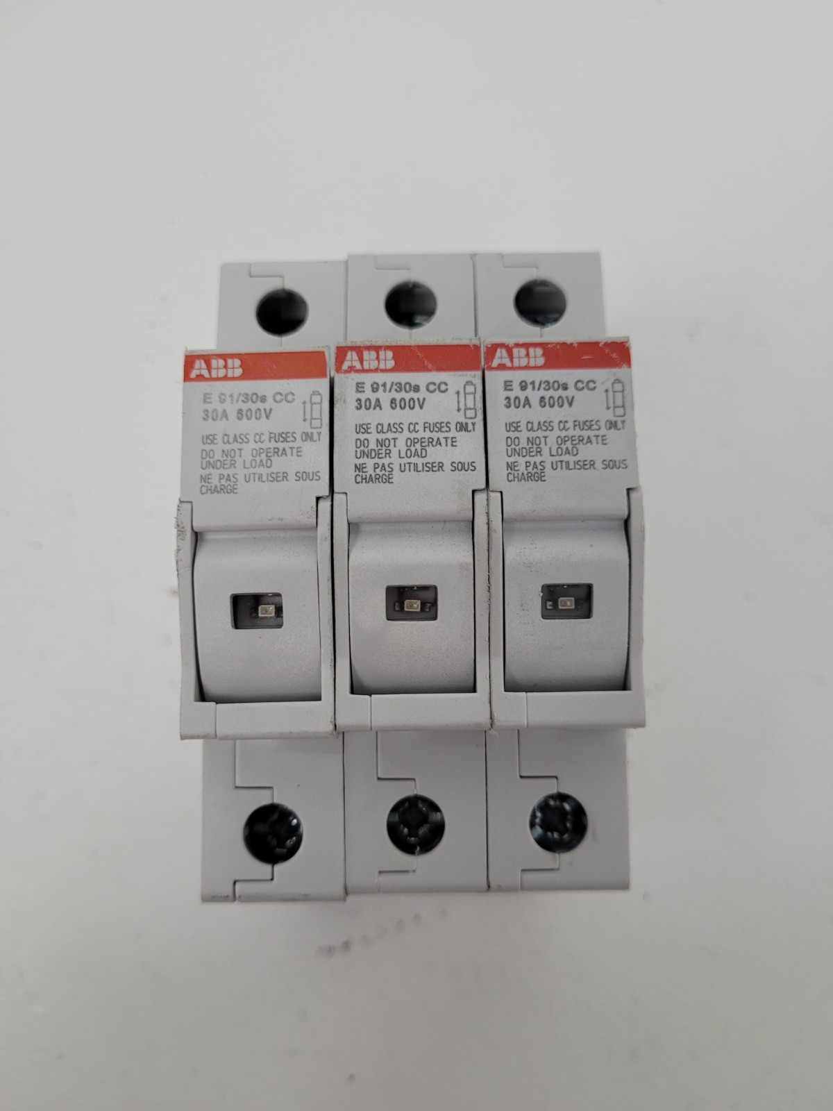 Lot of 3 – E91/30s ABB 30 Amp 600 Volt Class CC Fuseholder – Next Day Option