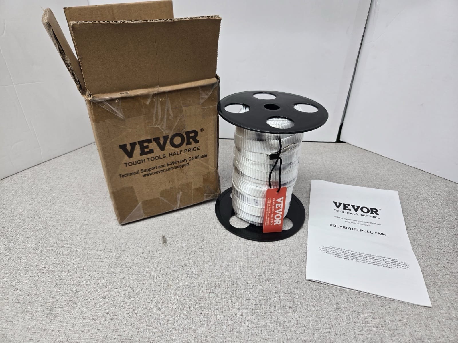 Vevor 5/8″ x 108 Ft Flat Rope 2200 Lb Polyester Pull Tape / Pulling Tape