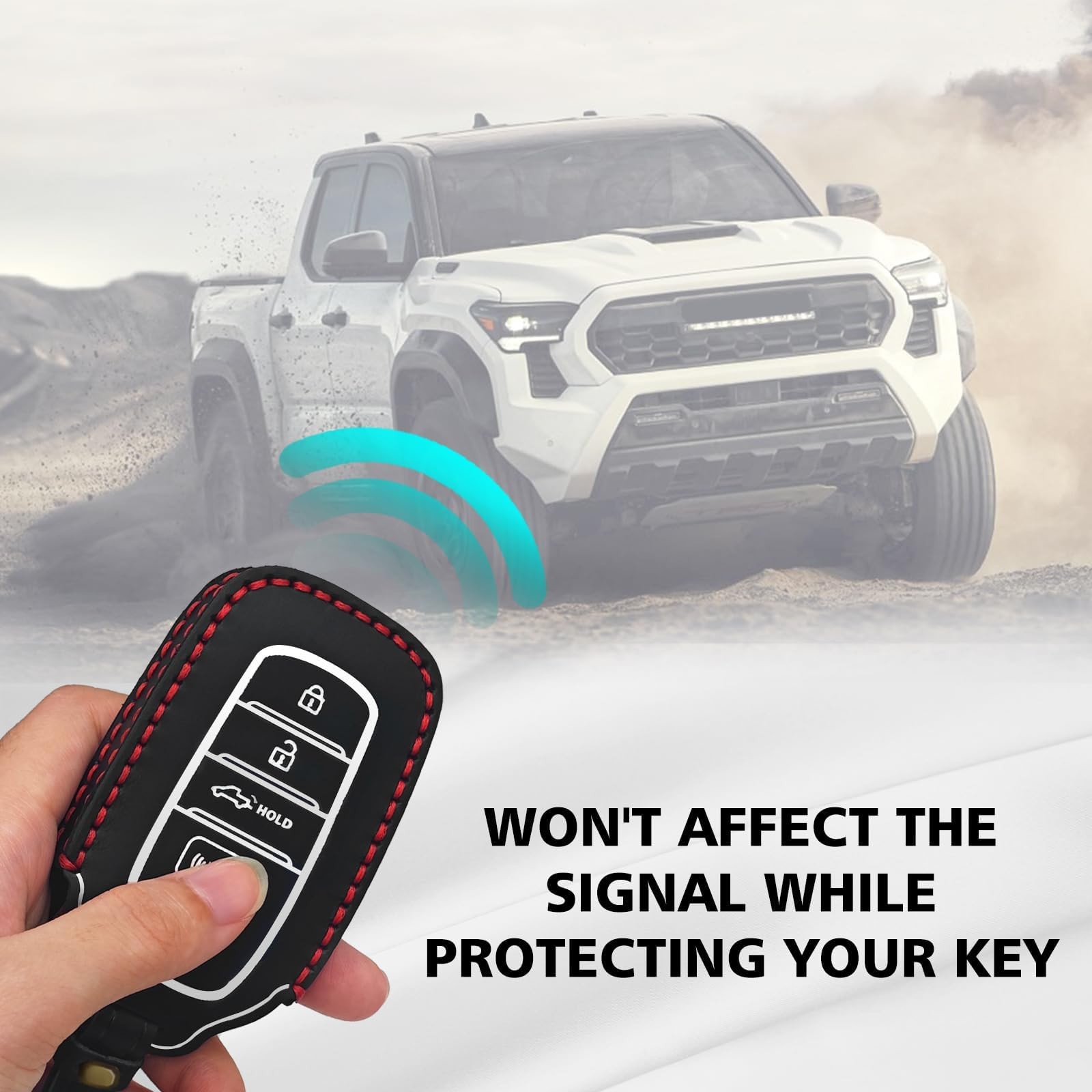 Muslogy Key Fob Cover Leather Case Compatible with Toyota Tacoma 2024 2025 20…
