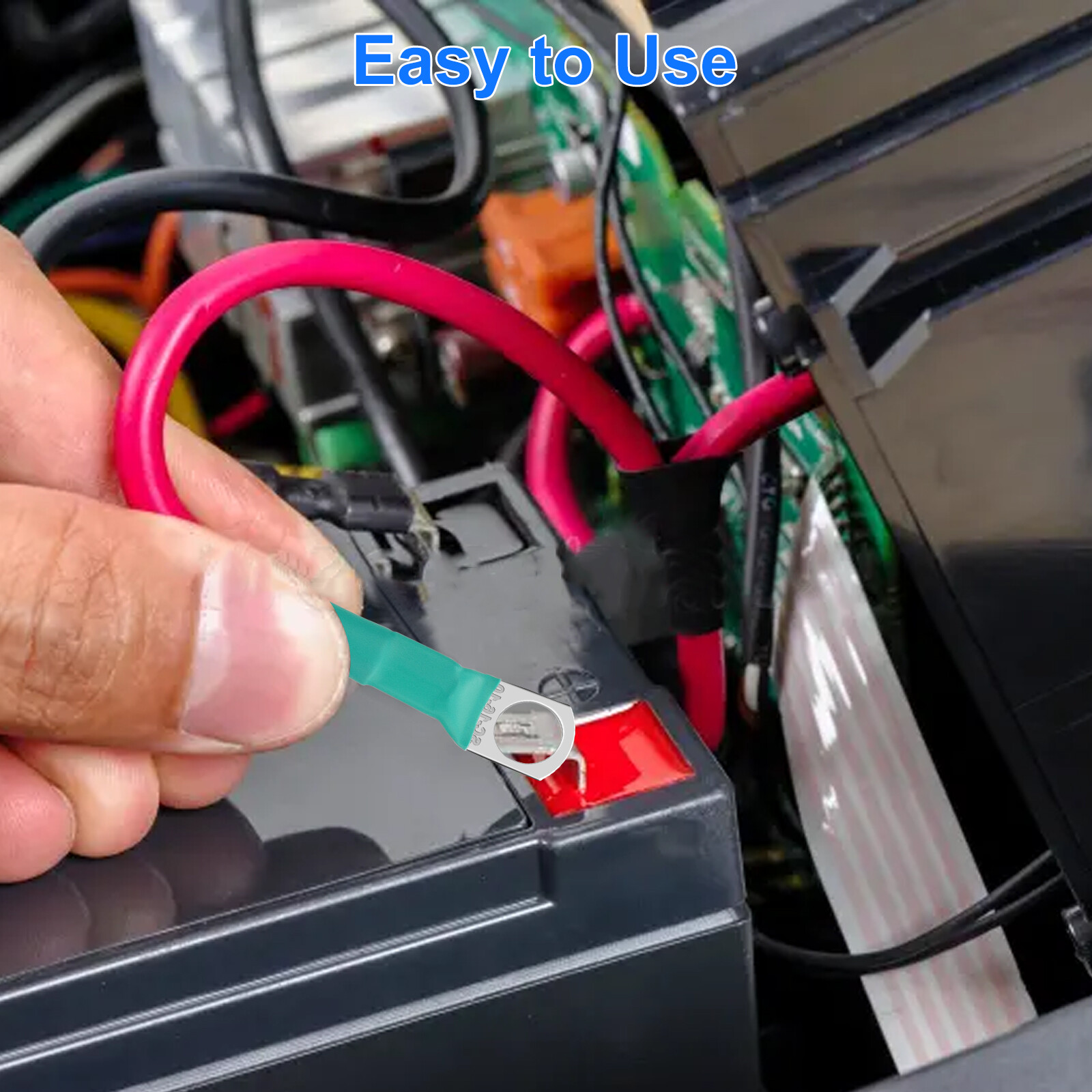 12V 6AWG Battery Cables, 6Pcs, 30cm/12in, 3/8″ Terminals for Solar Inverter