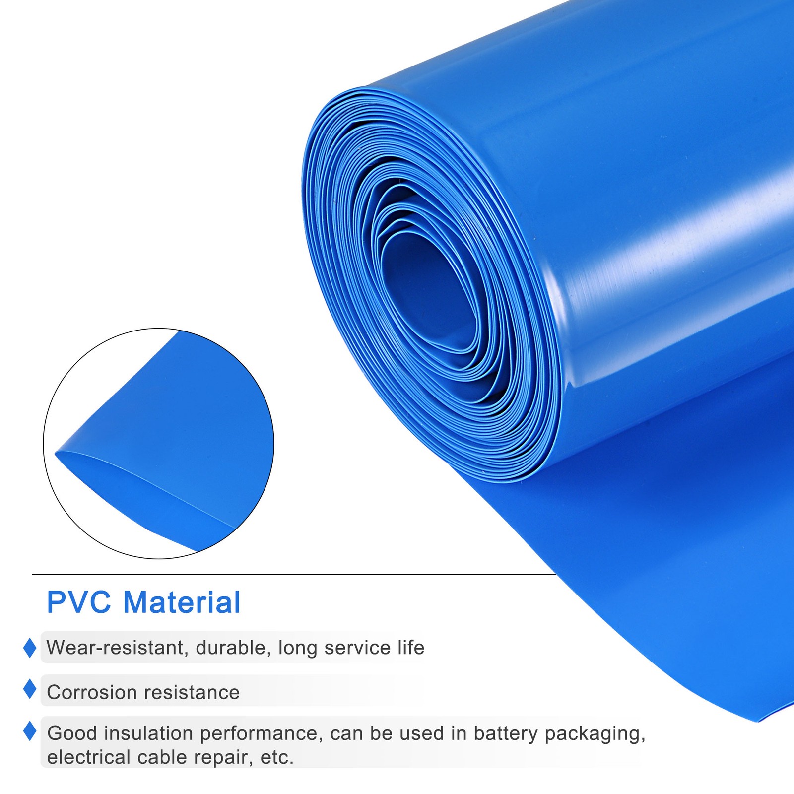 Battery Wrap Heat Shrink Tubing 63mm Dia 100mm Flat 2m Blue