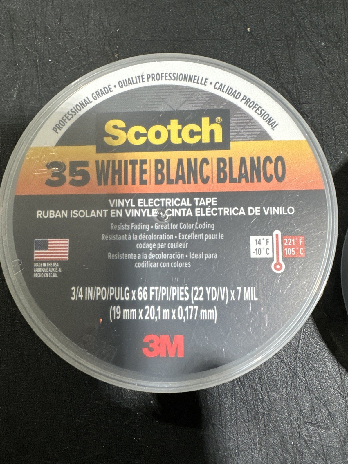 3 Scotch Electrical Tape Profesional Grade 3/4×66 Ft One 35 White, two 33+ Black
