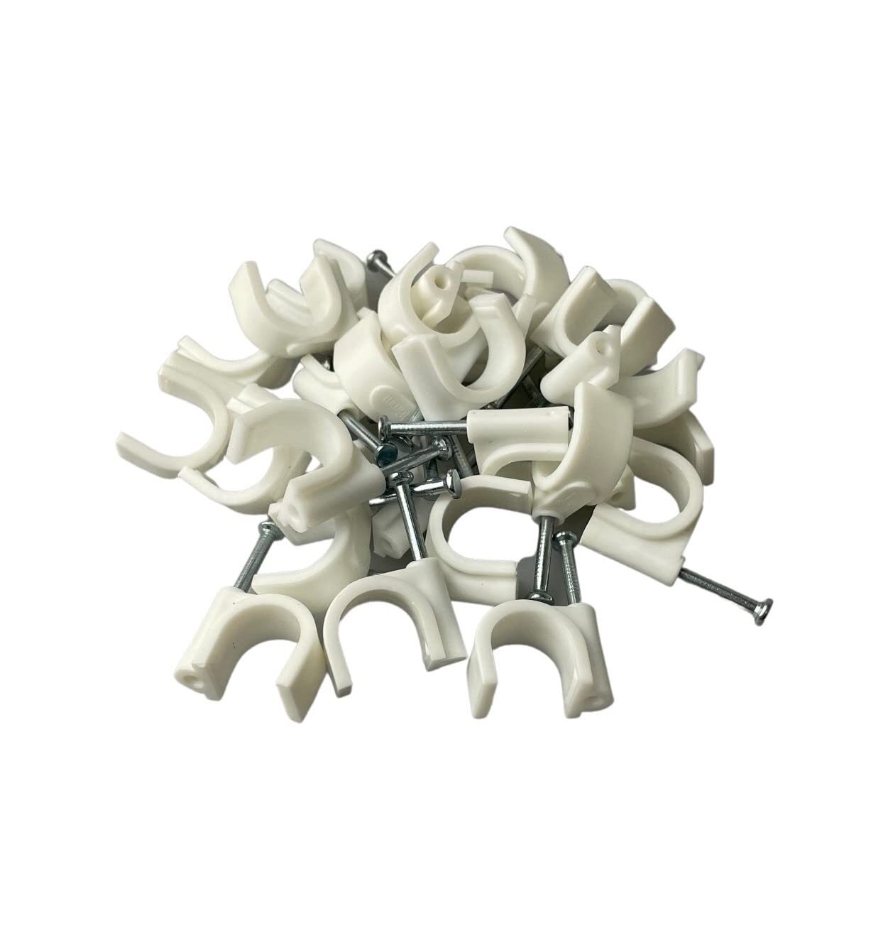 Round White & Black Cable Clips 5mm-12mm with Fixing Nails – Packs of 10-100-400