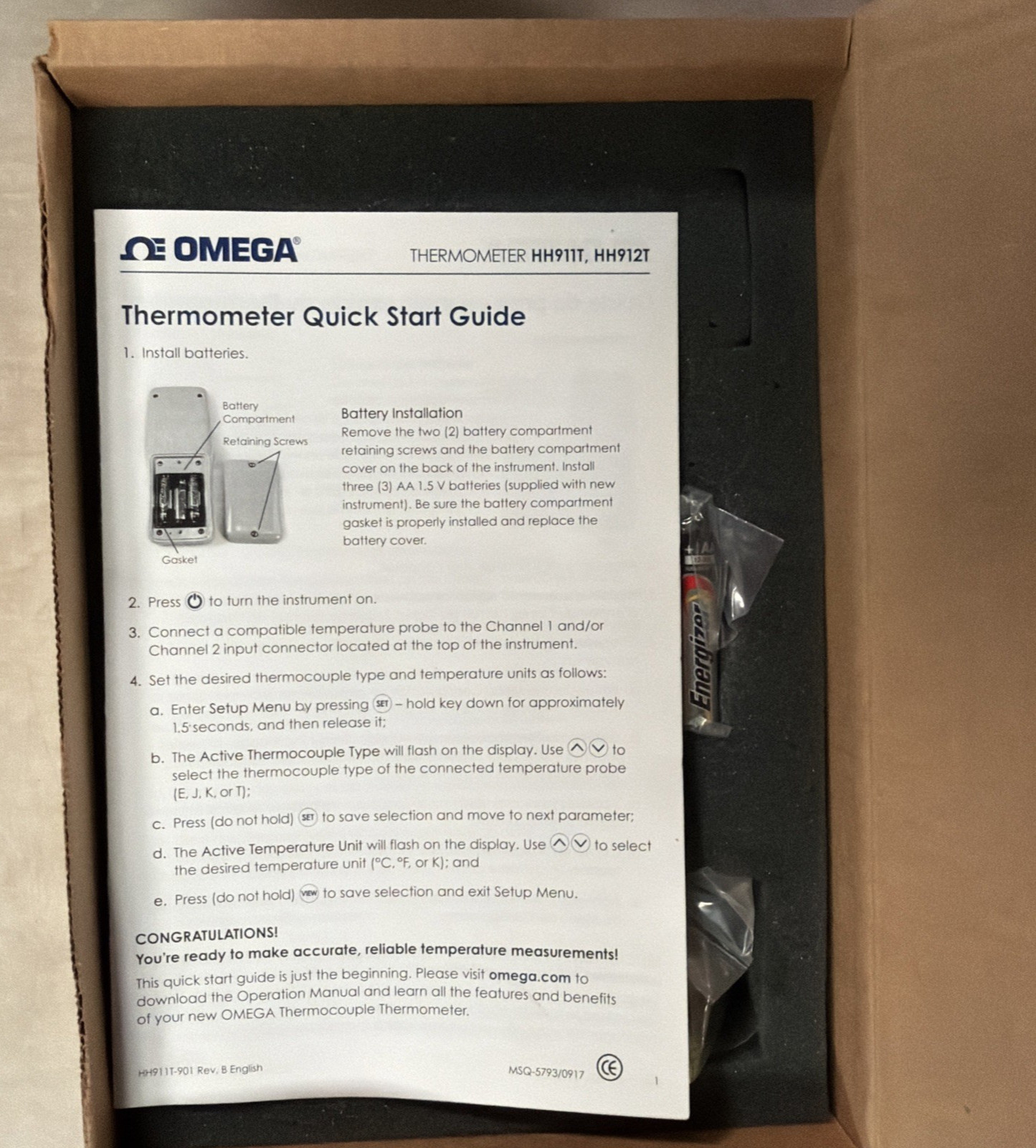 OMEGA T/C THERMOMETER HH911T